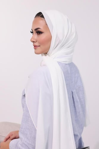 طرحة شيفون مع قبعة منفصلة- أوف وايت