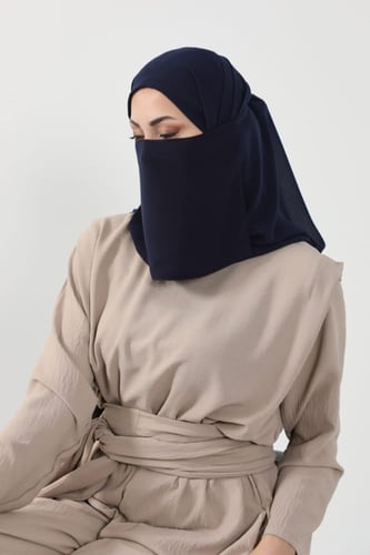 طقم طرحة ولثام-كحلي