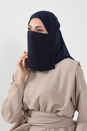 طقم طرحة ولثام-كحلي