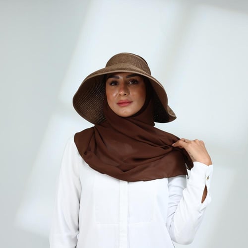 طقم نصف قبعة مع طرحة صيفية-بني