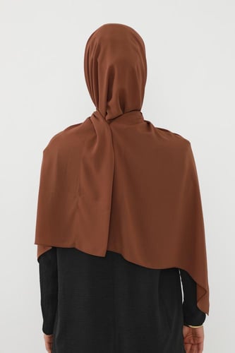 حجاب شيفون بمغناطيس وقبعة بالوسط-بني