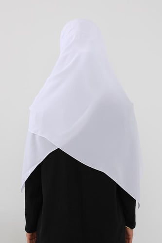 حجاب شيفون بمغناطيس وقبعة جانبي-ابيض