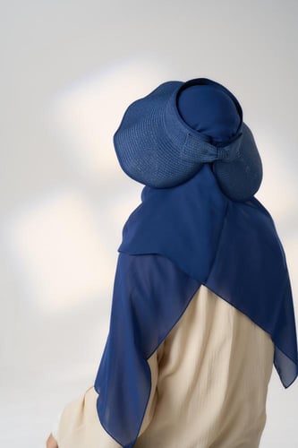 طقم نصف قبعة مع طرحة صيفية-كحلي