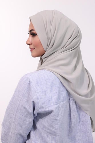 طرحة شيفون مع قبعة منفصلة- رمادي