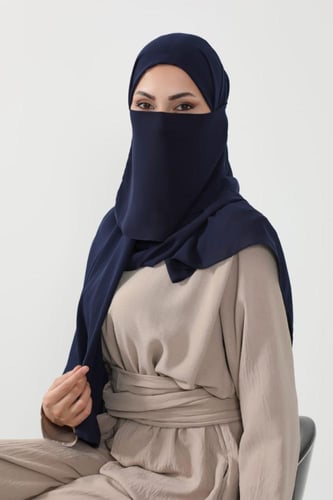 طقم طرحة ولثام-كحلي