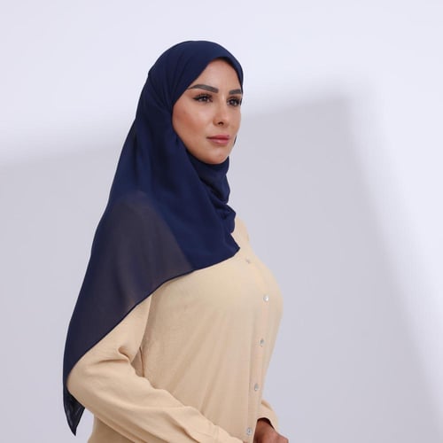 طرحة شيفون ربع مبطن من الامام كحلي غامق مبطن