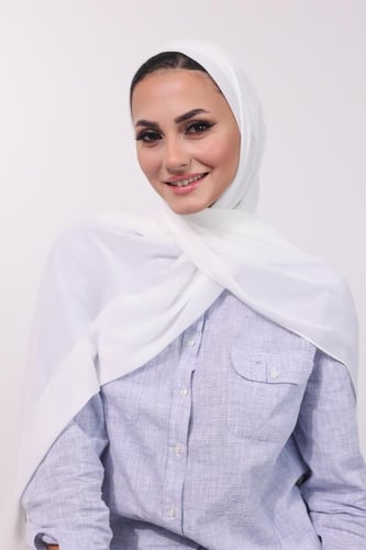 طرحة شيفون مع قبعة منفصلة- أوف وايت