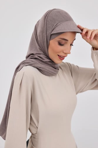 طرحة قطنية مع كاب - بني فاتح