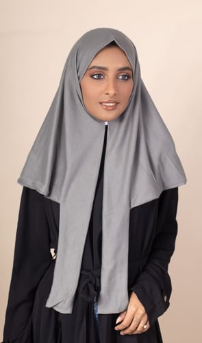 حجاب شاش تركي ربط من الخلف | رمادي غامق