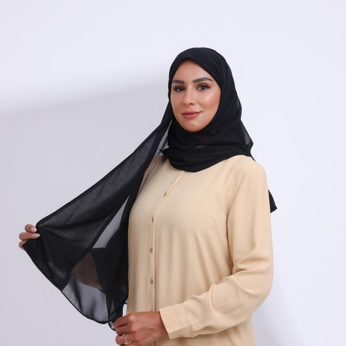 طرحة ميني شيفون ربع مبطن من الامام ميني