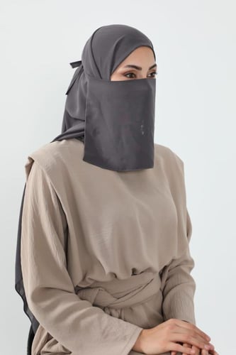 طقم طرحة ولثام 10 -رمادي