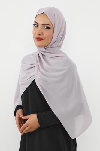 حجاب شيفون بمغناطيس وقبعة بالوسط-رمادي