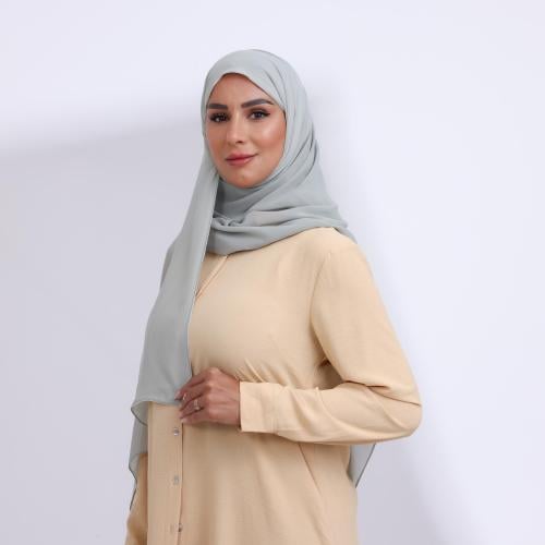 طرحة شيفون ربع مبطن من الأمام - اخضر فاتح