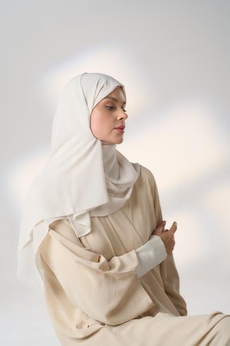 طقم قبعة كاملة مع طرحة صيفية-بيج