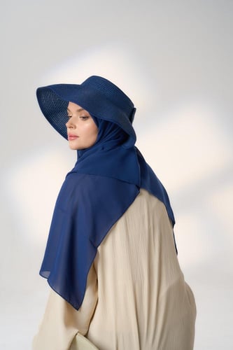 طقم نصف قبعة مع طرحة صيفية-كحلي