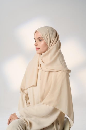 طقم قبعة كاملة مع طرحة صيفية-بيج