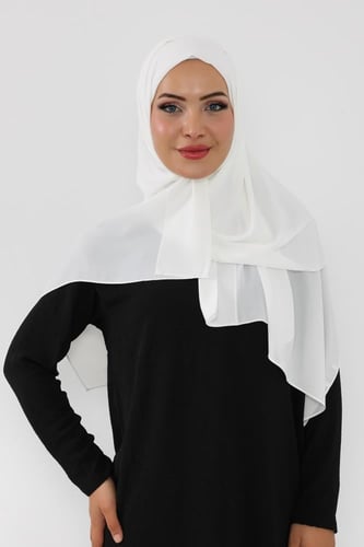 حجاب شيفون بمغناطيس وقبعة جانبي-اوف وايت