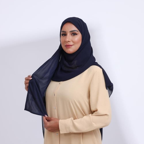 طرحة شيفون ربع مبطن من الامام كحلي غامق مبطن