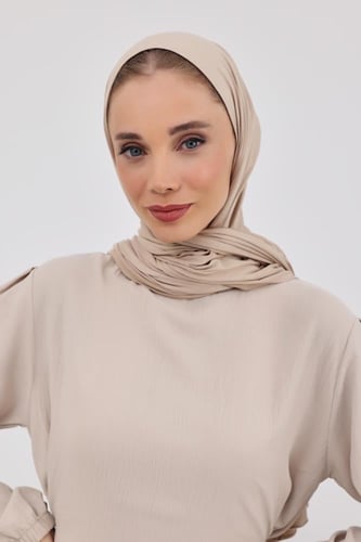حجاب كويتي قطن خفيف- بيج غامق