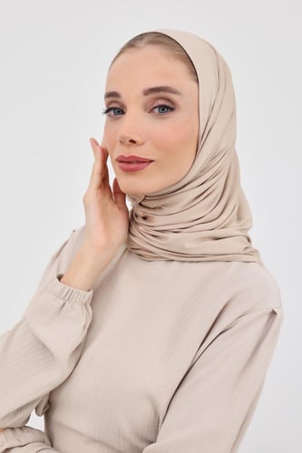 حجاب كويتي قطن خفيف- بيج غامق