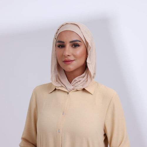 طقم طرحة مفتوحة مثلث مع قبعة-بيج