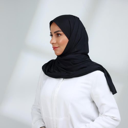 حجاب مع فتحة عند الاذن عادي - اسود