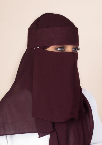 طقم طرحة مع نقاب - عنابي