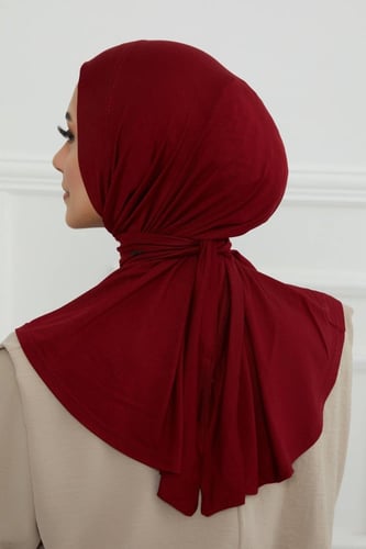 قبعة حجاب دبل سترتش ربط - عنابي