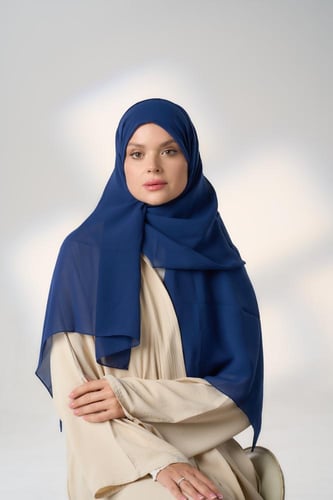 طقم نصف قبعة مع طرحة صيفية-كحلي