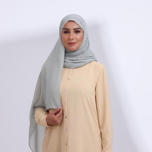 طرحة شيفون ربع مبطن من الأمام - اخضر فاتح