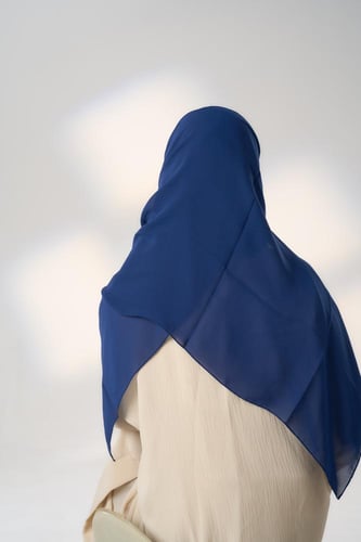 طقم نصف قبعة مع طرحة صيفية-كحلي