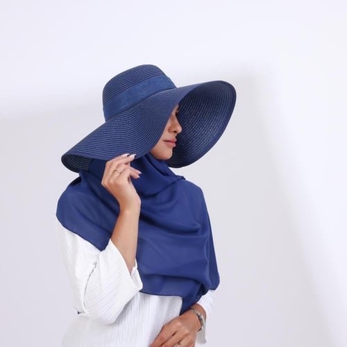 طقم قبعة كاملة مع طرحة صيفية-كحلي