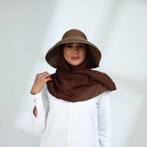 طقم نصف قبعة مع طرحة صيفية-بني