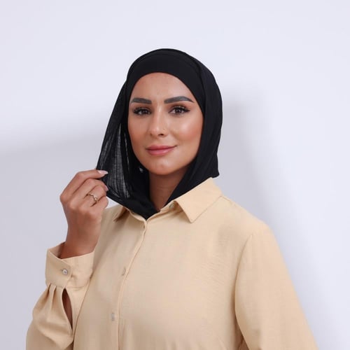 طقم طرحة مفتوحة مثلث مع قبعة-اسود