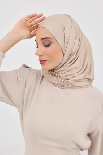 حجاب كويتي قطن خفيف- بيج غامق