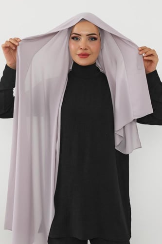 حجاب شيفون بمغناطيس وقبعة جانبي-رمادي