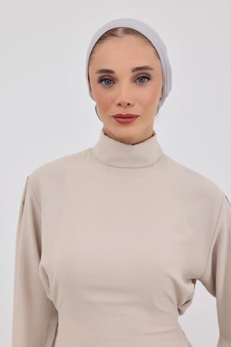 توربان شيفون مع قبعة داخلية-رمادي