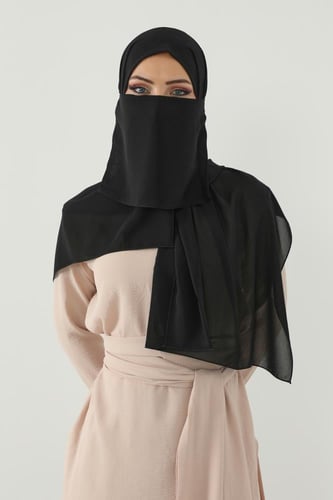 طقم طرحة ولثام مطاط - اسود