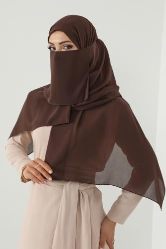 طقم طرحة ولثام ربط-بني