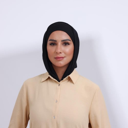 طقم طرحة مفتوحة مثلث مع قبعة-اسود