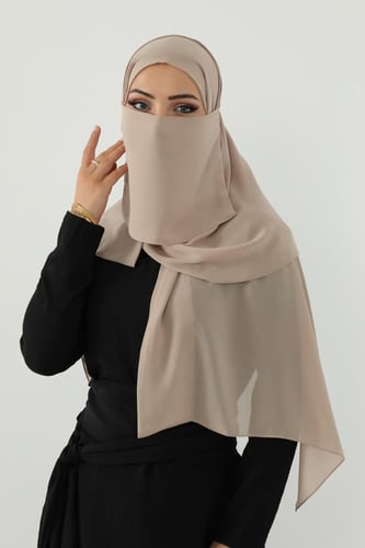 طقم طرحة ولثام ربط-بيج