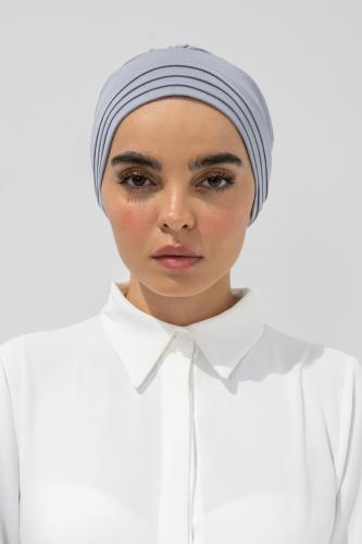 توربان قطن سترتش مع كسرات - رمادي