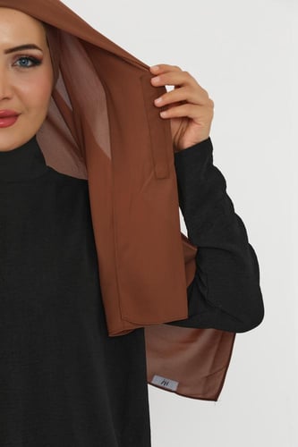 حجاب شيفون بمغناطيس وقبعة جانبي-بني