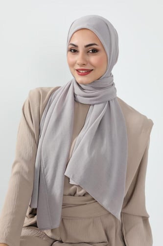 طرحة كرنشي مخيطة-رمادي