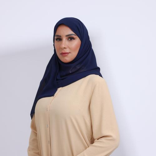 طرحة شيفون ربع مبطن من الامام كحلي غامق مبطن