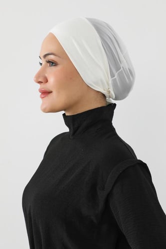 قبعة تحت الحجاب شفافة من الخلف - ابيض