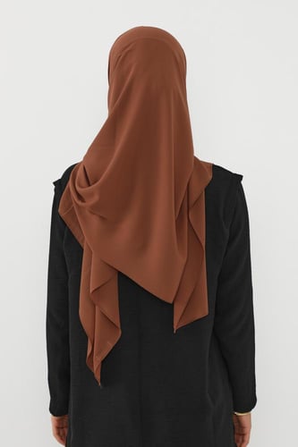حجاب شيفون بمغناطيس وقبعة جانبي-بني