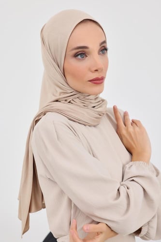 حجاب كويتي قطن خفيف- بيج غامق