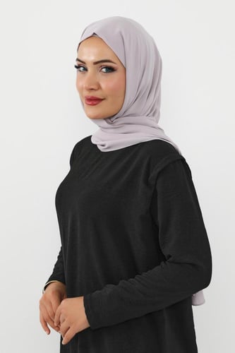 حجاب شيفون بمغناطيس وقبعة بالوسط-رمادي