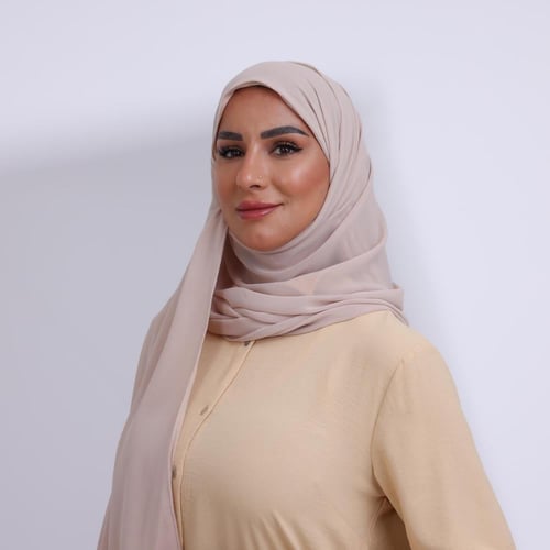 طرحة شيفون ربع مبطن من الأمام-بيج